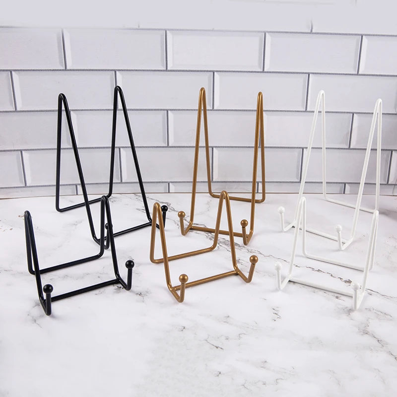 Metal Dish Rack Plate Holder Magazine Display Stand Home Decor