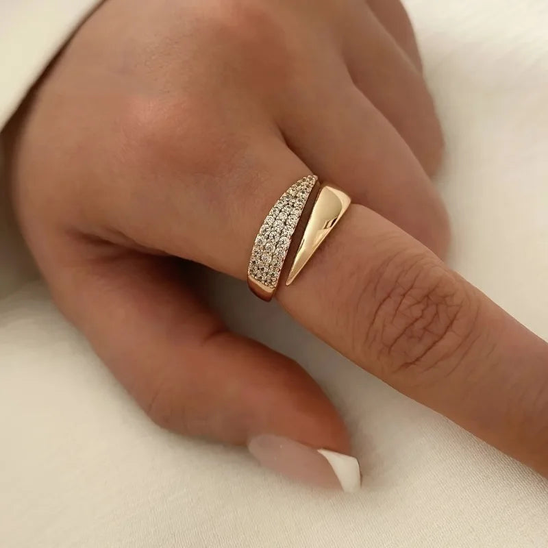 Adjustable Synthetic Zirconia Ring - Open Bohemian Style Women's Jewelry