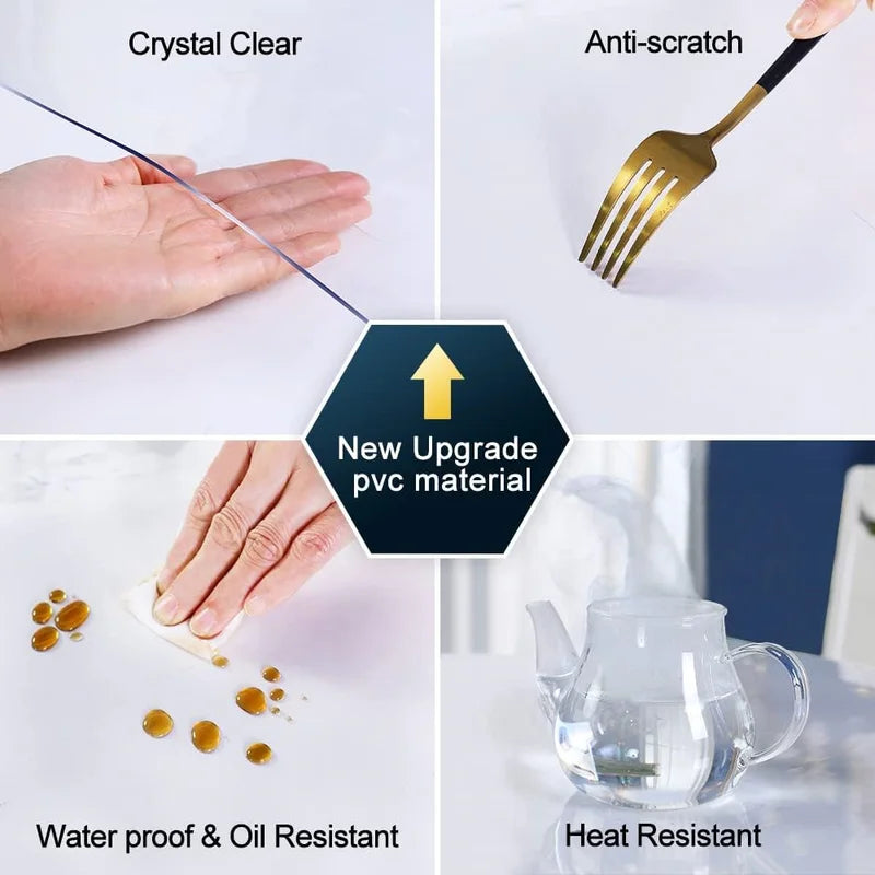 PVC Transparent Tablecloth Waterproof Heat-Resistant Oil-Proof Table Cover
