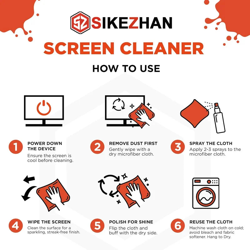 Refillable Screen Cleaner Spray Kit with Microfiber Cloth for Smartphones and Devices