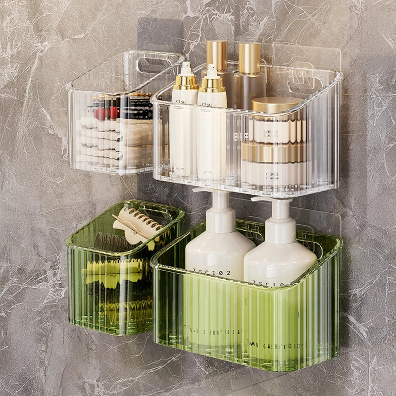 Wall Mount Organizer for Bathroom Kitchen Living Room No Drilling Multi-Functional Storage Box