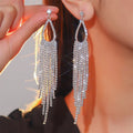 2pcs Women's Rhinestone Tassel Earrings Luxurious Fashion Jewelry for Weddings & Parties