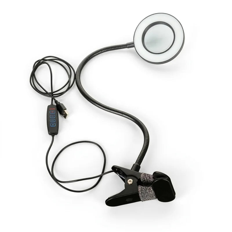 Magnifying Glass with Light - 5X LED Clip-On Lamp for Reading Crafts DIY