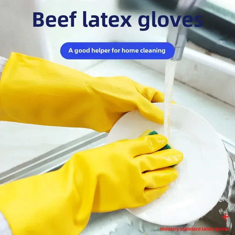 Chemical-Resistant Latex Gloves for Household Kitchen and Laundry - Thickened, Acid & Alkali Safe