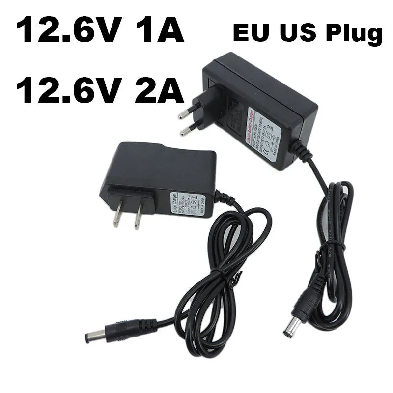 12.6V 1A 2A Power Wall Charger Adapter for Lithium Batteries EU US UK Plugs
