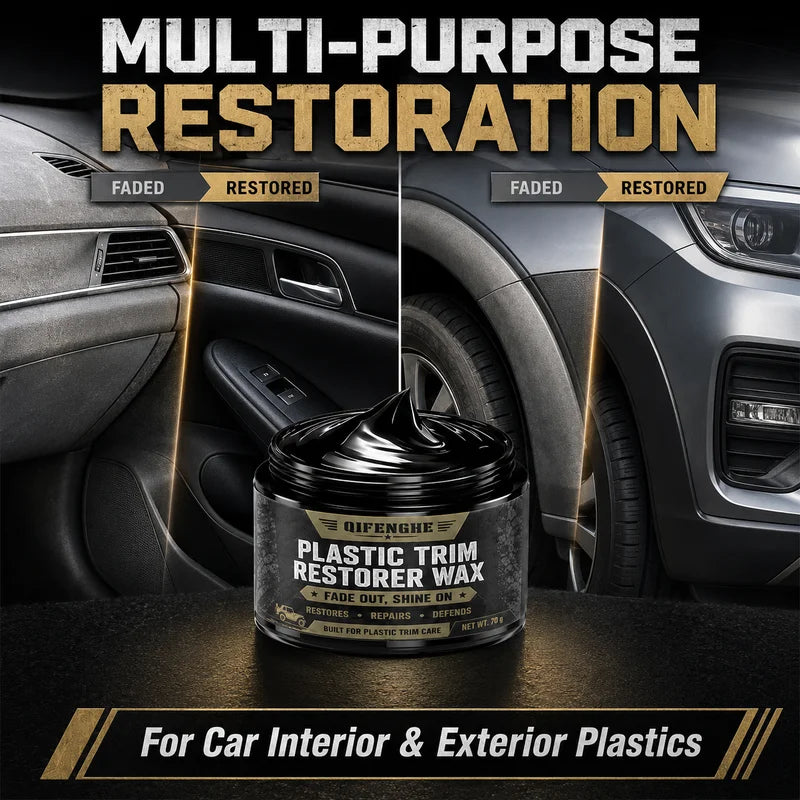 Car Plastic Trim & Bumper Restorer Wax - Scratch & Yellowing Protection