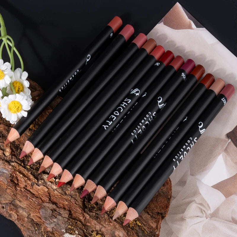 12-Color Matte Lip Pencil Set - Long-Lasting Lip Makeup Kit