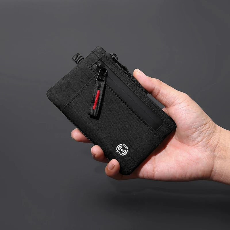 Luxury Men Wallet with Zipper Card Holder and Key Case - Slim Nylon Design