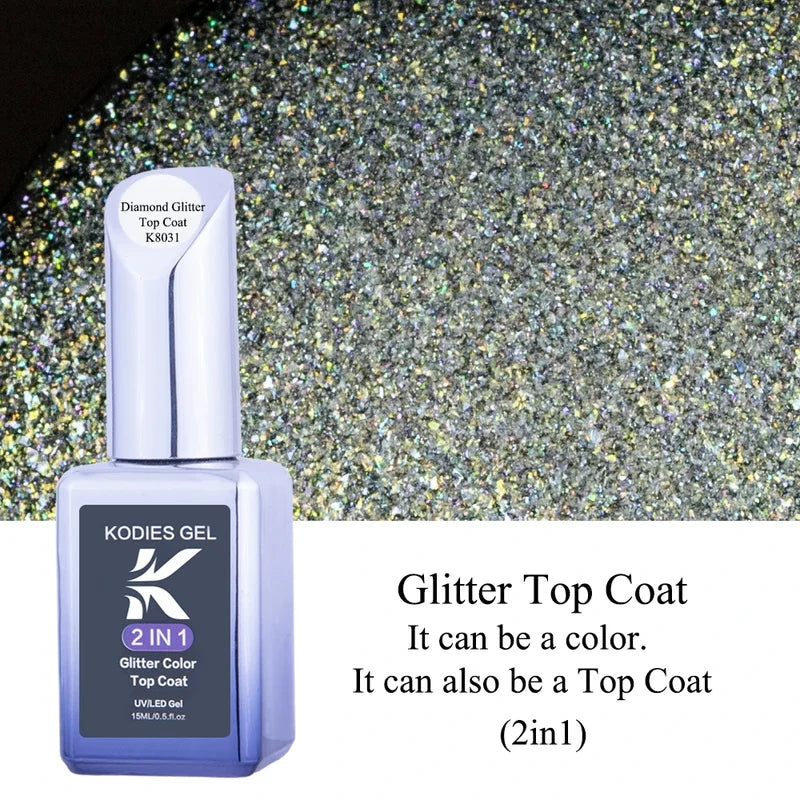 UV Gel Nail Top Coat No Wipe Glitter Sealer 15ml Long-Lasting Shine