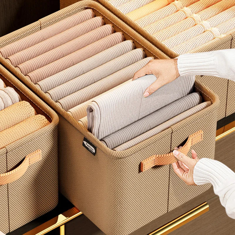Clothes Organizer Storage Box for Pants and Sweaters - Foldable, Dustproof, Space-Saving Wardrobe Drawer