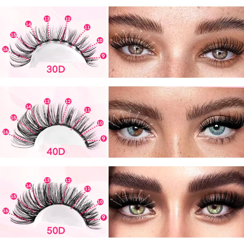 D Curl Lash Extension Kit with Mixed Length Individual Lashes 9-16mm - Lash Clusters & Applicators