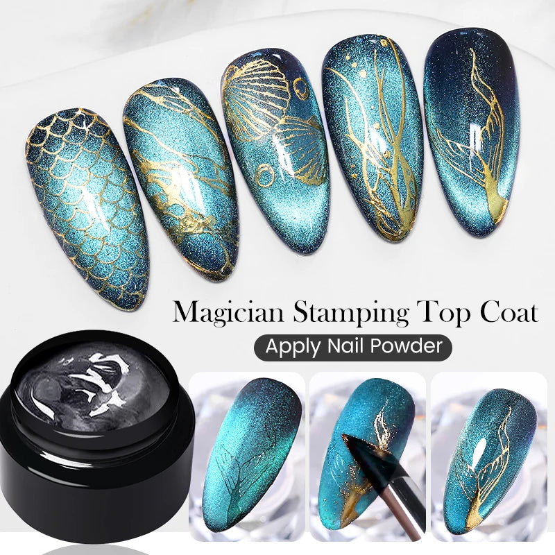 Clear Nail Stamping Top Coat - No Wipe Quick-Dry Gel for Nail Art