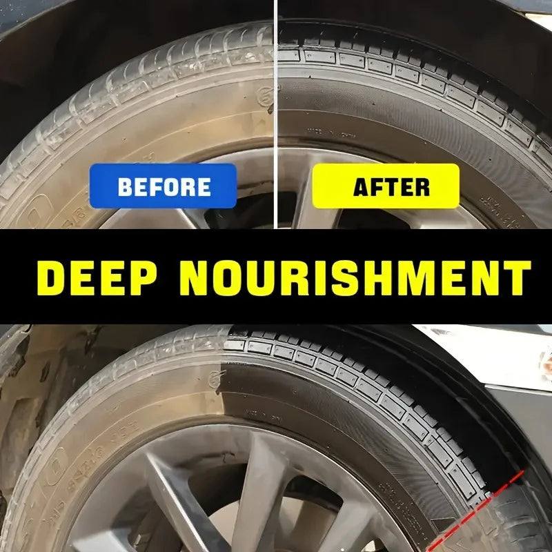 Black Glossy Car Tire Wax - Long-Lasting Tire & Plastic Interior Protectant