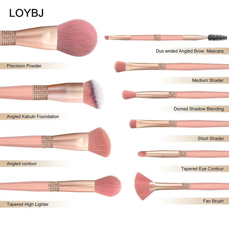 10pcs Diamond Makeup Brush Set - Soft Synthetic Face & Eye Brushes for Cosmetics