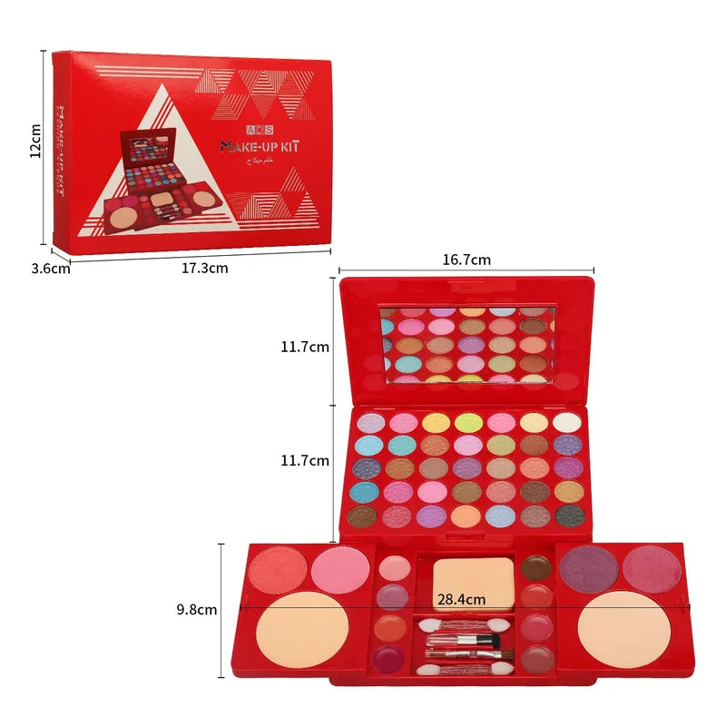 Full Makeup Kit for Women 49-Color Face Lip Eye Shadow Highlighter Brush Set