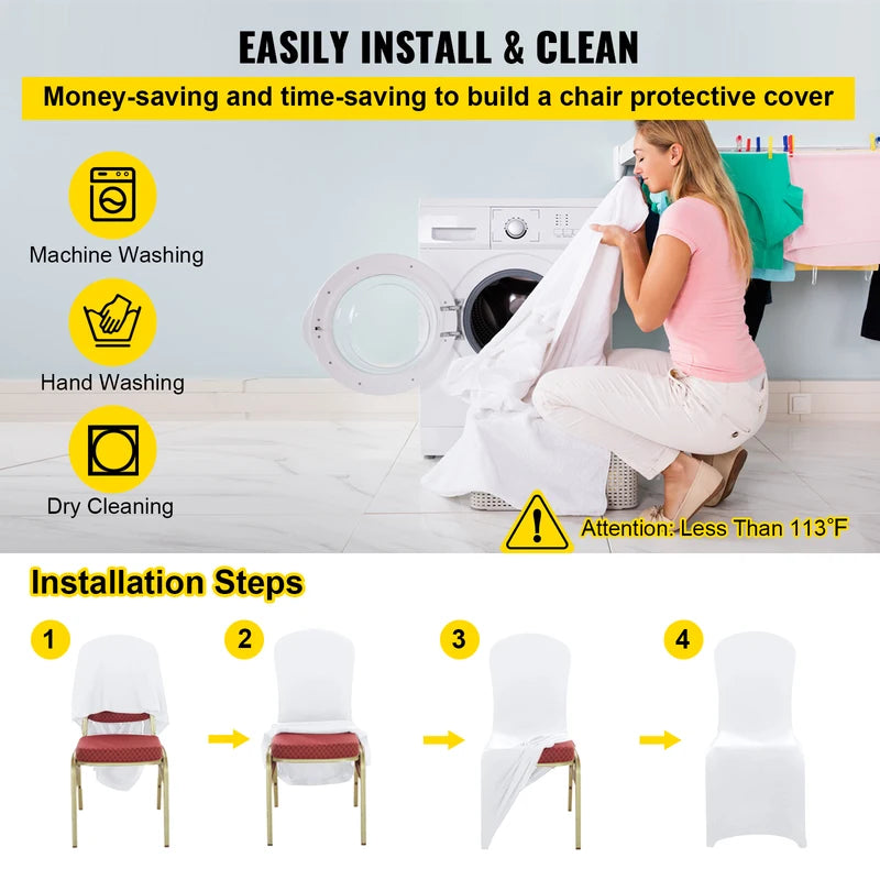 Stretch Spandex Wedding Chair Covers 50 or 100 Pcs for Banquets & Events