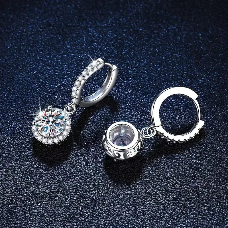 Sterling Silver 1 Carat Moissanite Round Earrings for Women - Elegant Evening Jewelry