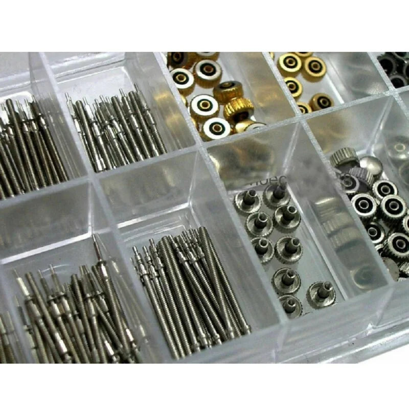 Watch Crown & Stem Set with Repair Tool Kit - Watch Extension Parts for Quartz Watches