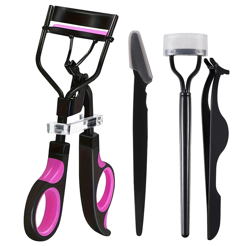 Eyelash Curler Set with Replacement Pads and Multipurpose Face Razor for Women