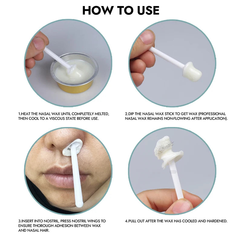 Nose Hair Wax Kit with Hard Wax Beans and Applicators - 25g