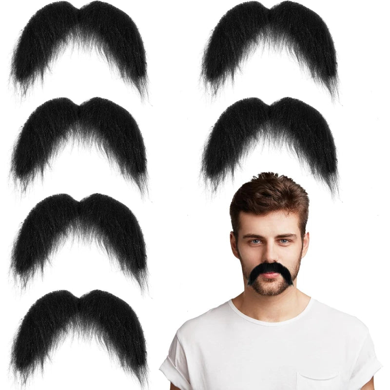 3pcs Fake Mustaches Set - Realistic Stick-On Facial Hair for Cosplay & Costumes