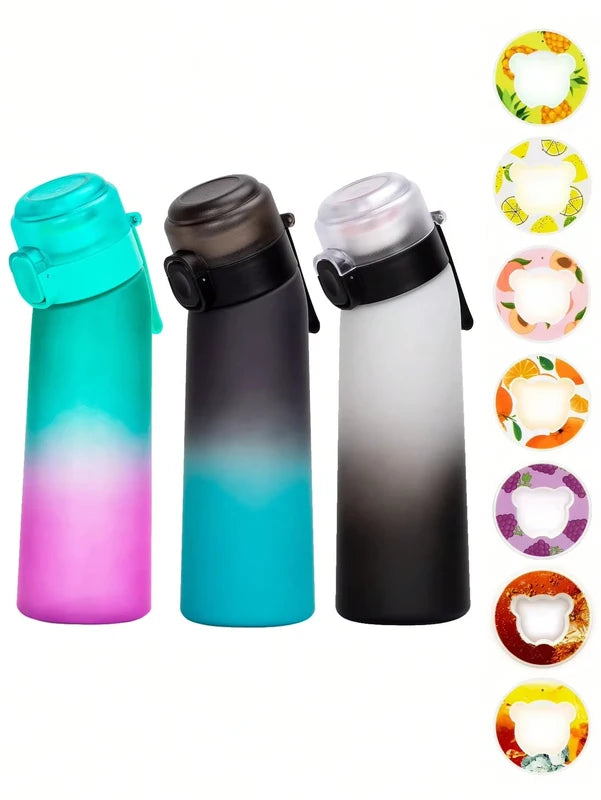 Gradient Reusable Water Bottle with Bear-Shaped Scented Pods 650ml Outdoor Drinkware