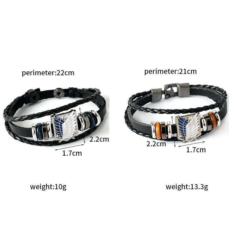 Attack on Titan Investigation Corps Logo Leather Bracelet - Unisex Handpiece
