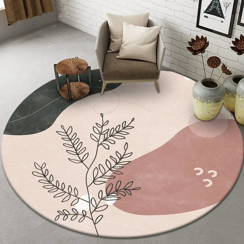 Kids Play Area Rug with Tree Ring Pattern Non-Slip Soft Carpet for Living Room Bedroom
