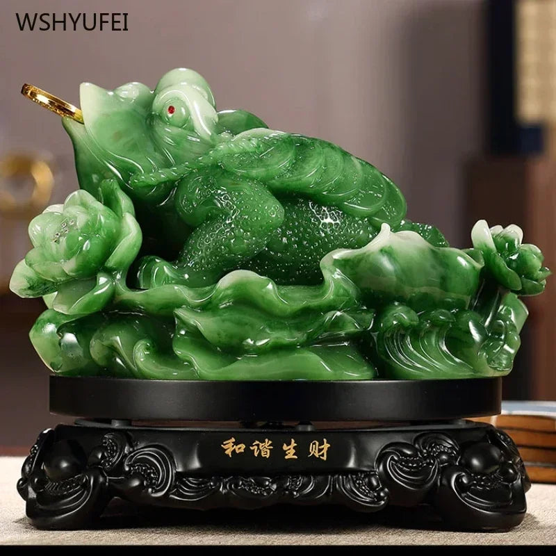 Resin Treasure Golden Toad Sculpture Home Decor Wealth Attracting Ornament