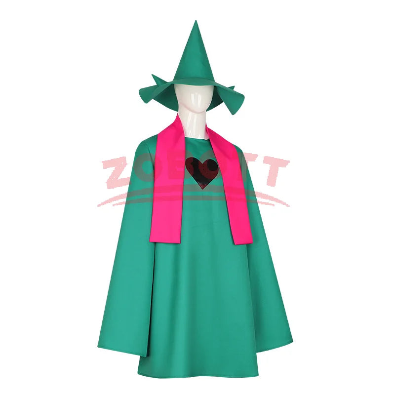 Undertale Ralsei Cosplay Hoodie Cape Costume with Hat and Scarf - Halloween Outfit