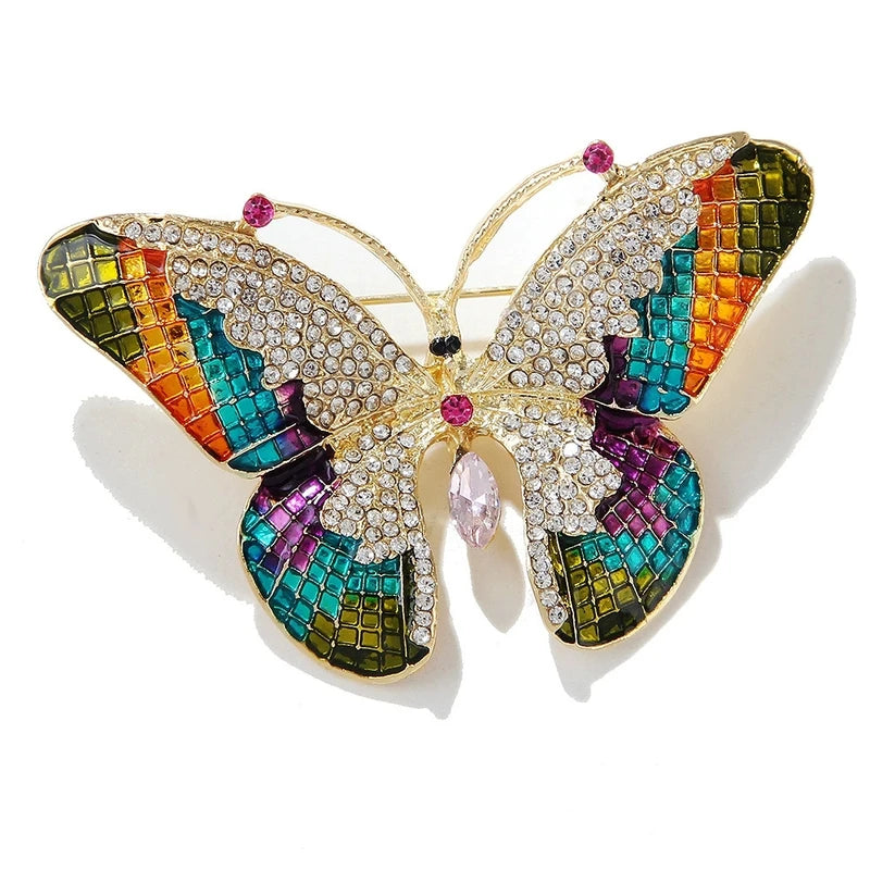Colorful Rhinestone Butterfly Brooch for Women Casual Party Office Jewelry