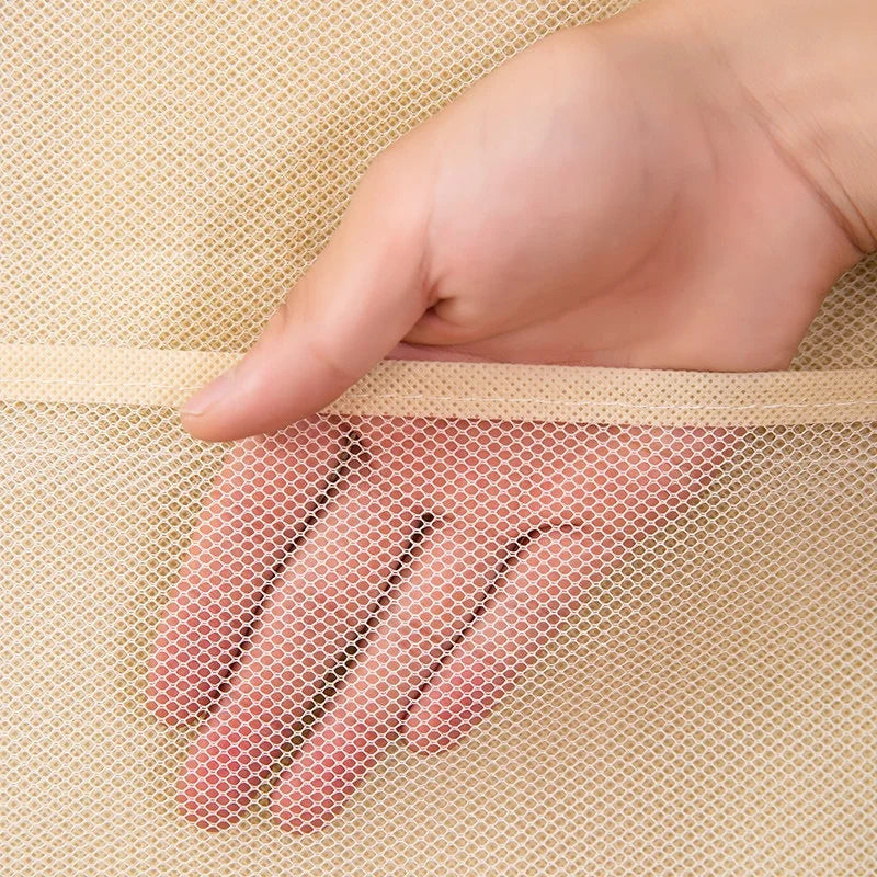 Foldable Double-Sided Hanging Storage Bag with Mesh Pockets for Underwear Socks