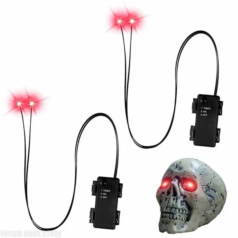 Halloween LED Glowing Eyes with Timer - Waterproof Skeleton Prop Lights Set of 2