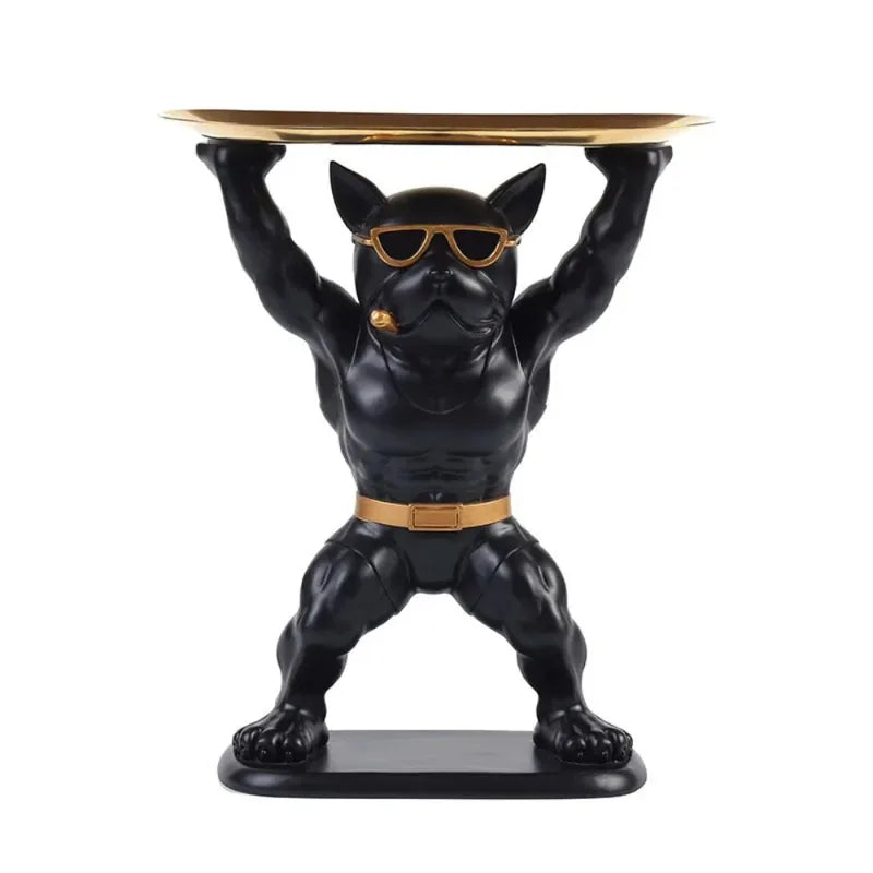 Decorative Bulldog Resin Storage Tray for Living Room & Entryway