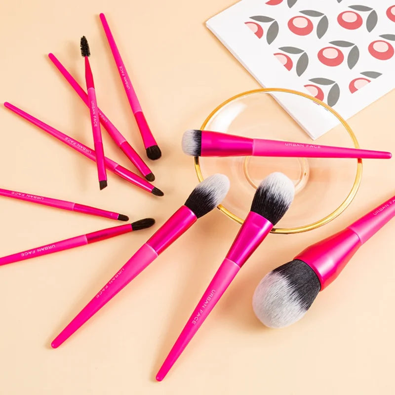 Set of 10 Makeup Brushes for Foundation Eyeshadow Lip & Eyeliner Application