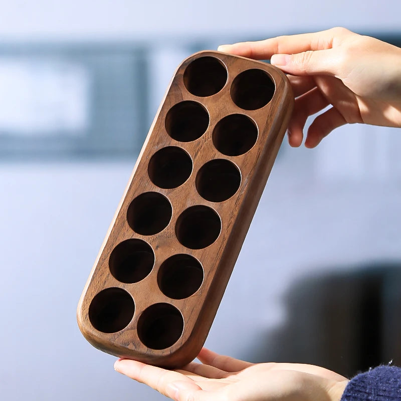 Coffee Bean Storage Containers Glass Tube Set with Wooden Stand - Sealing, Airtight, 12 Pcs