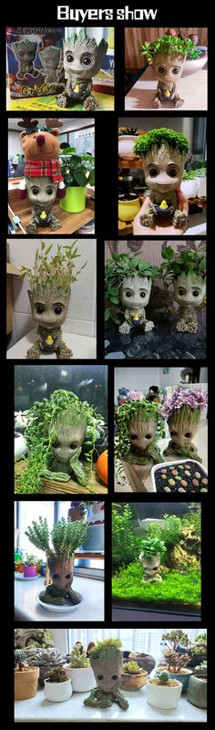 Anime Groot Character Flower Pot Pen Holder Home Decor Craft Organizer