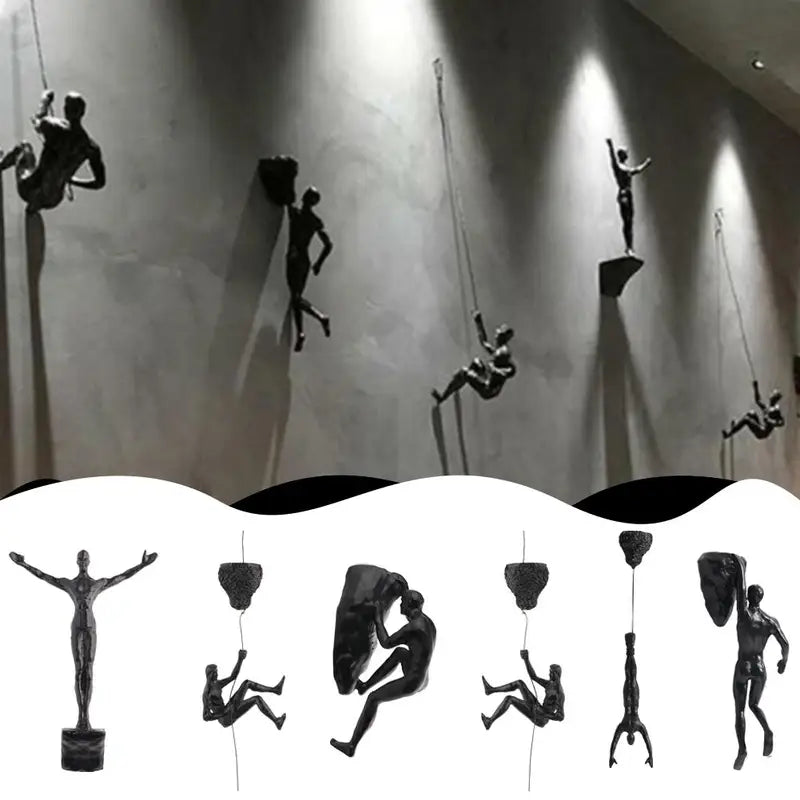 Rock Climbing Man Resin Wall Hanging Sculpture Decorative Art