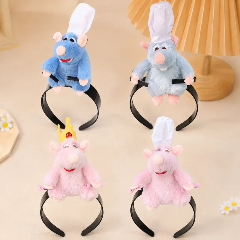 Cute Cartoon Ratatouille Plush Headband with Wide Brim Hair Clip for Kids & Women