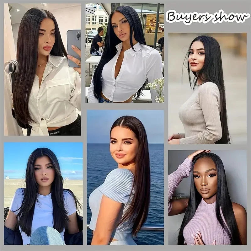 Synthetic Long Straight Hair Extensions Clips - 7Pcs Hairpiece for Women