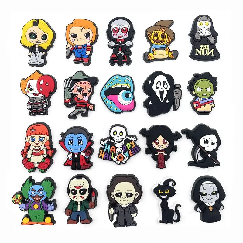 20Pcs Cartoon Halloween Shoe Charms for Kids Sandals & Clogs PVC Shoe Decorations
