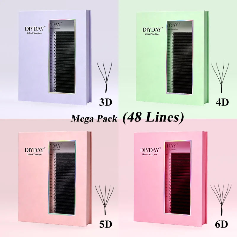 False Eyelash Extensions 3D 4D 5D 6D W Shaped Premade Fan Mink Lashes