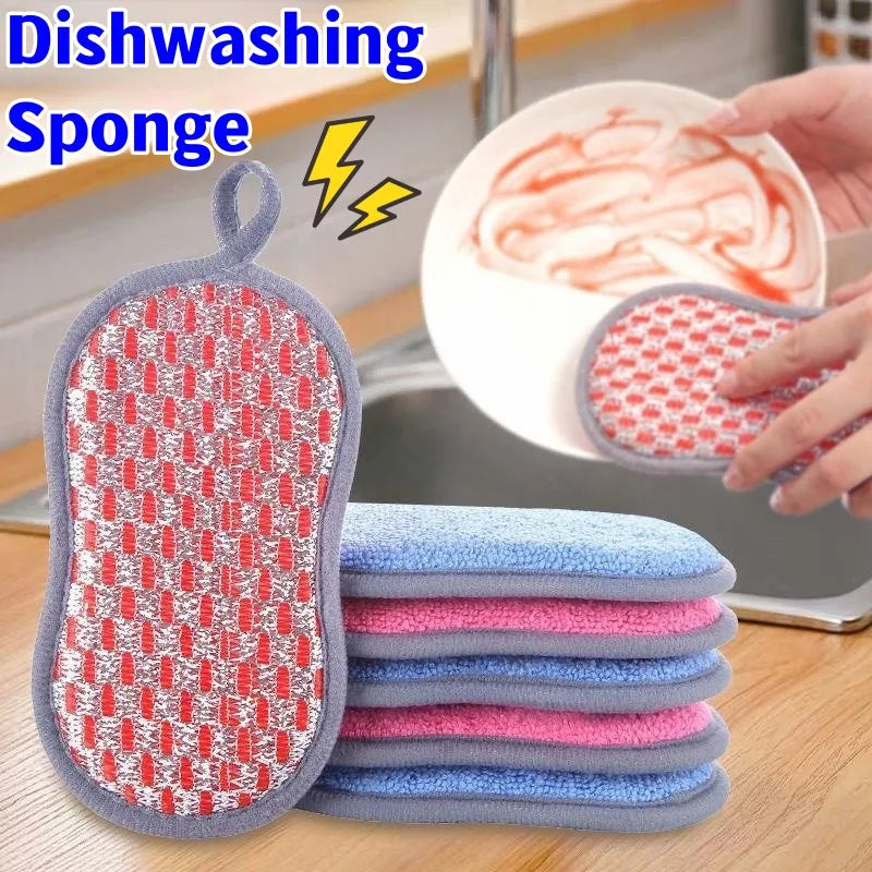 Double-Sided Dishwashing Sponge Set - Multi-Purpose Kitchen Scrubbing Pads