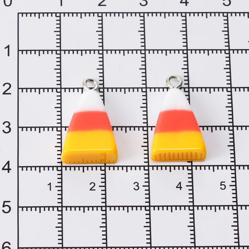 10pcs Triangular Resin Candy Corn Charms Halloween Jewelry Making Supplies