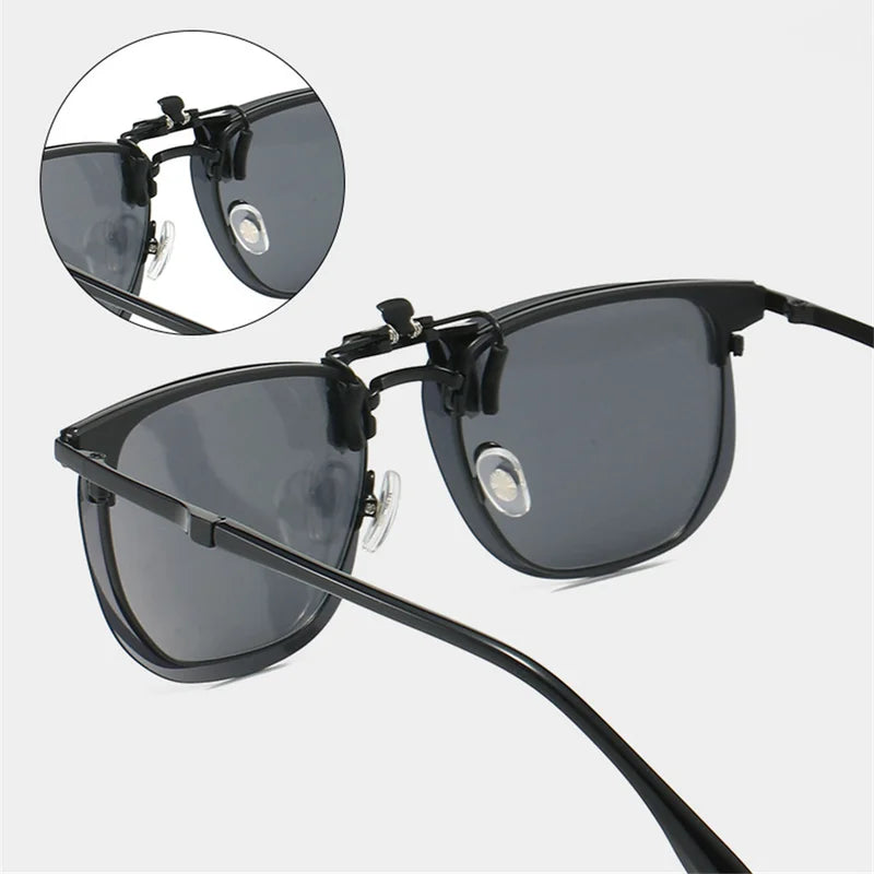 Polarized Flip Up Clip-On Sunglasses for Men and Women UV400 Night Vision Mirror