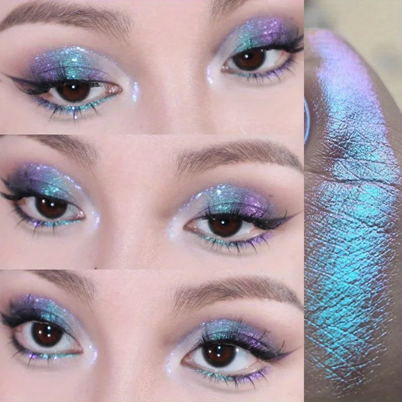 Glitter Eyeshadow Palette with Metallic Gradient Colors for Brightening & Contouring