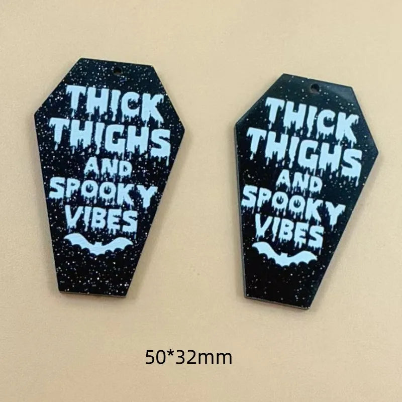 10Pcs Acrylic Halloween Charms Coffin Jewelry Findings for DIY Earrings & Pendants