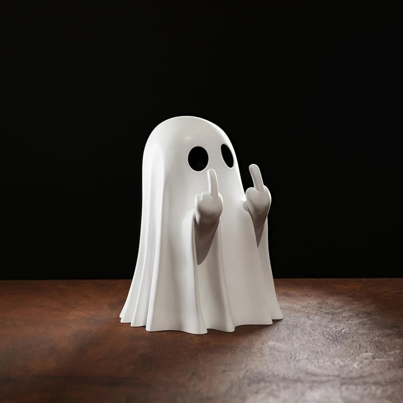 Cute Ghost Middle Finger Halloween Decor - Small Quirky Table Centerpiece