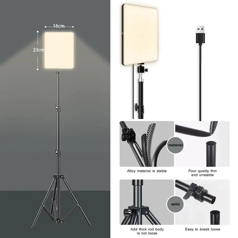 LED Video Lights for Photography and Streaming with Tripod - Selfie & Studio Lamp