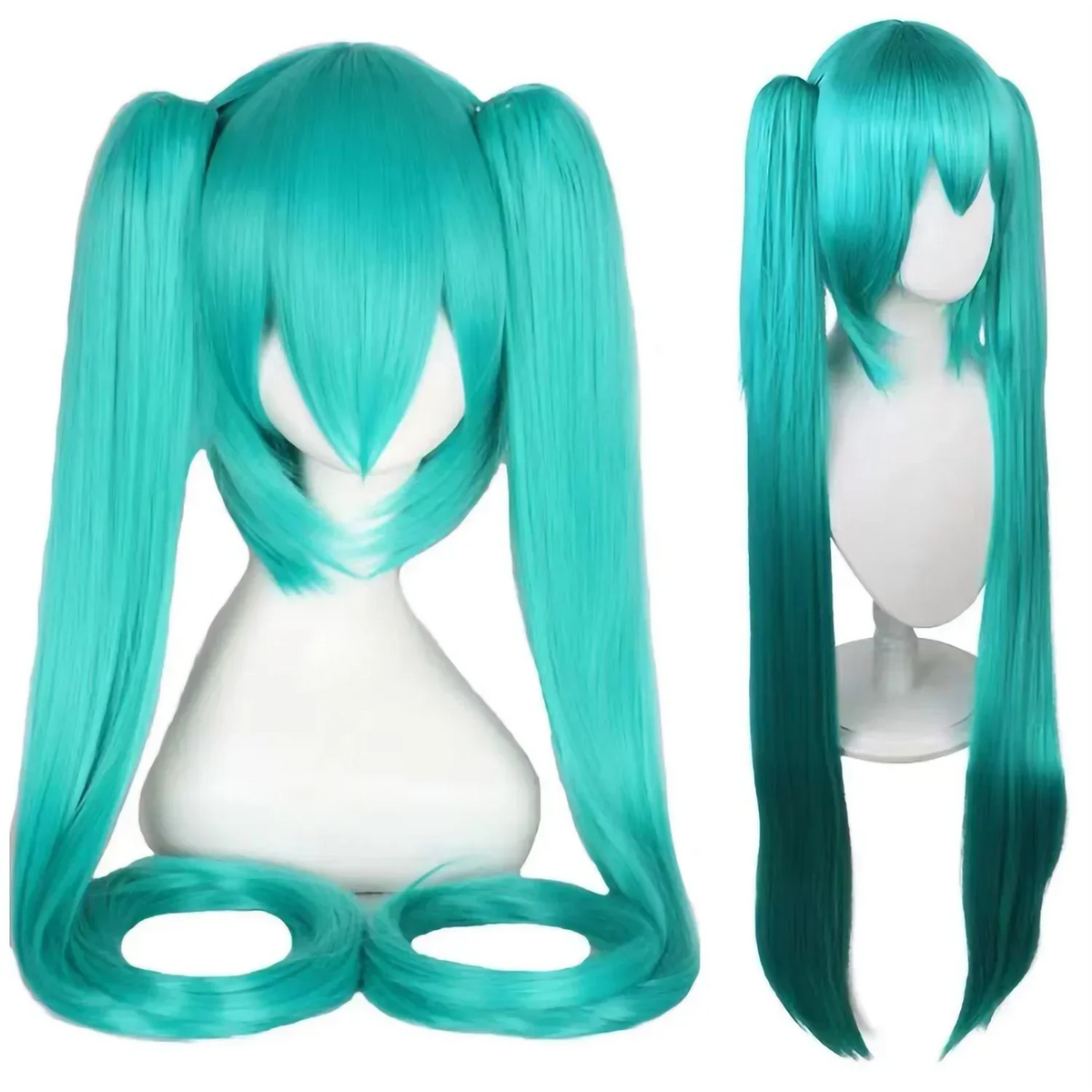Anime Cosplay Wig with Double Ponytails - 110cm Synthetic Fiber Halloween Costume